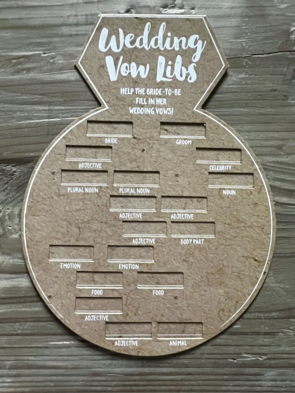 Wedding Vow Adlibs Bridal Mad Libs Games Kraft Paper Fun Wedding Activity Mad-Li